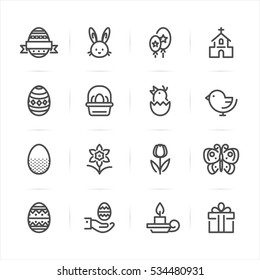 Easter icons with White Background 