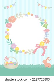 easter illustration with bunnies and easter eggs