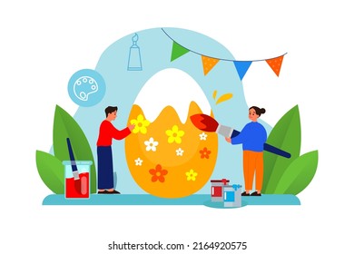 Concepto de Ilustración de Pascua. Ilustración plana aislada en fondo blanco