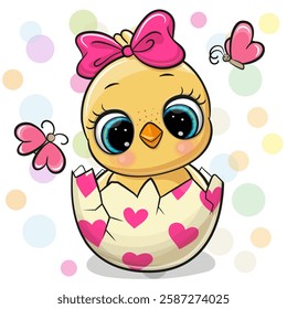 Easter illustration of a cute chicken hatched from the egg