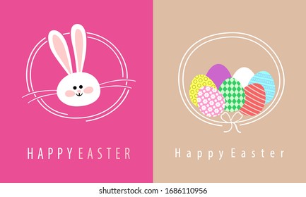 Easter illustration with egg and bunny. vector illustration