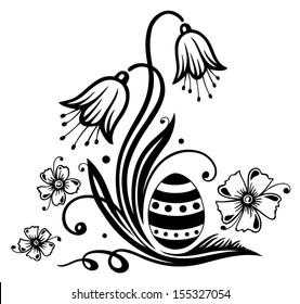 Easter illustration, easter egg with flowers.
