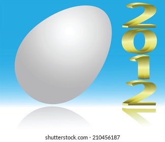Easter illustration with egg on blue background