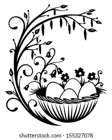 Easter illustration with easter eggs.