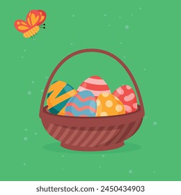 Easter illustration eggs on a colored background postcard mailing