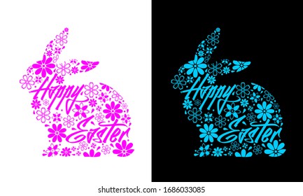 Easter illustration with Flower bunny. vector illustration