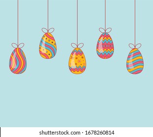 Easter illustration. Happy Easter. Easter eggs. Easter concept. Usable for landing page, website template. Vector illustration