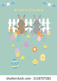 Easter illustration postcard template, poster.
