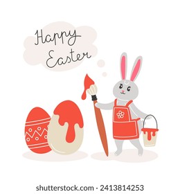 Ilustración de Pascua con huevos de color conejo