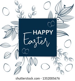 
Easter illustration template for leaflets, banner, flyer, printed products with spring flowers and eggs