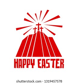 Easter illustration. Three crosses on Calvary.