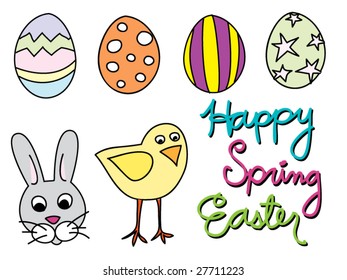 Easter illustrations with cursive words