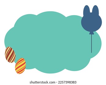 Easter image bunny balloon and egg illustration frame material