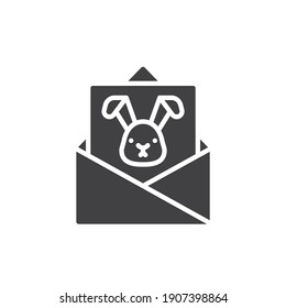 Easter invitation card vector icon. filled flat sign for mobile concept and web design. Envelope with Easter card glyph icon. Symbol, logo illustration. Vector graphics