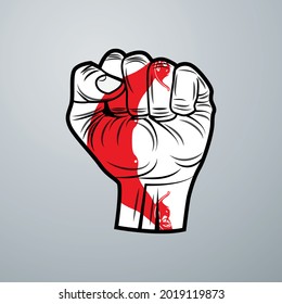 Easter Island Flag with Hand Design isolated on white background. Vector illustration