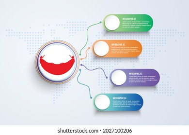 Bandera de Isla de Pascua con diseño infográfico aislado en el mapa de Dot World. Ilustración vectorial.