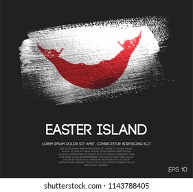 Easter Island Flag Made of Glitter Sparkle Brush Paint Vector