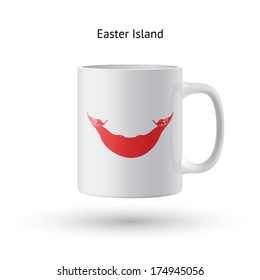 Easter Island flag souvenir mug isolated on white background. Vector illustration.