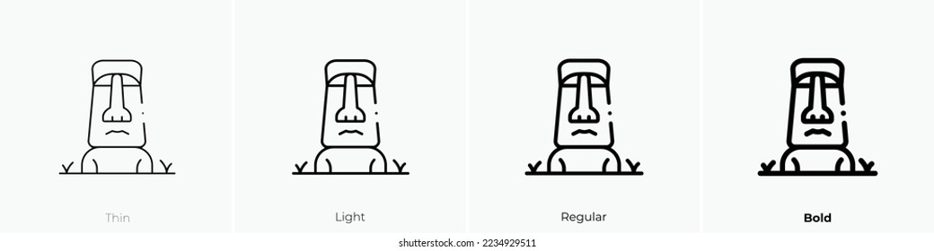 Easter Island icon. Thin, Light Regular And Bold style design isolated on white background