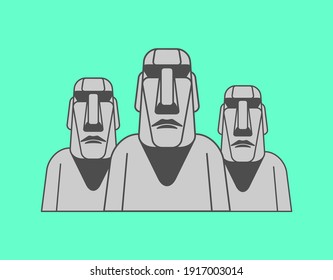 Easter Island idol isolated. Moai ancient statues. vector illustration