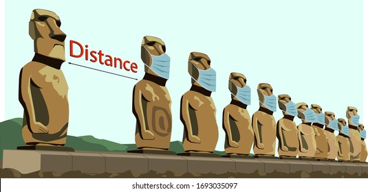 Easter Island idols don’t wear medical masks so they don’t get infected and keep their distance from those who don’t follow the rules of carontin