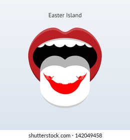 Easter Island language. Abstract human mouth. Vector illustration.