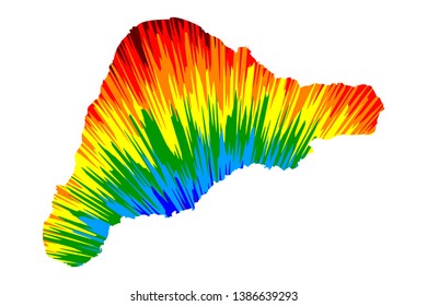 Easter Island - map is designed rainbow abstract colorful pattern, Rapa Nui map made of color explosion,