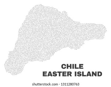 Easter Island map designed with tiny points. Vector abstraction in black color is isolated on a white background. Random tiny points are organized into Easter Island map.