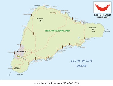 easter island map with flag