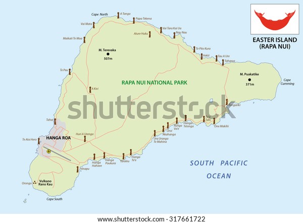 Easter Island Map Flag Stock Vector (Royalty Free) 317661722