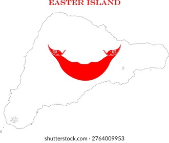 Easter Island Map Flag Rapa Nui National Vector Outline Design