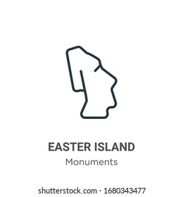 Easter island outline vector icon. Thin line black easter island icon, flat vector simple element illustration from editable monuments concept isolated stroke on white background