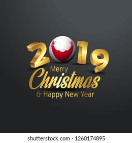 Easter Island Rapa Nui Flag 2019 Merry Christmas Typography. New Year Abstract Celebration background