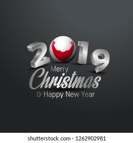 Easter Island Rapa Nui Flag 2019 Merry Christmas Typography. New Year Abstract Celebration background