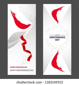 Easter Island Rapa Nui Happy independence day Confetti Celebration Background Vertical Banner set