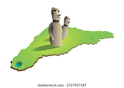 Ícone da Ilha de Páscoa no fundo branco. Ilustração em 3d vetorial