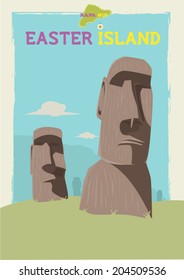 Easter Island or Rapa Nui Moai statues concept vector