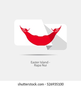 Easter Island Rapa Nui national flag on a white background with shadow. vector illustration