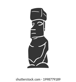 Easter Island Sculpture Icon Silhouette Illustration. Ancient Statue Decoration Vector Graphic Pictogram Symbol Clip Art. Doodle Sketch Black Sign.