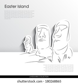 Easter Island Statue abstract silhouette on white paper background. Landmarks vector collection.