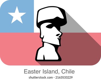easter island statue. Landmark of the world series, background is Chilean national flag, Famous scenic spot