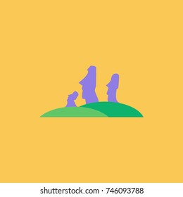 Easter island statue vector in yellow background