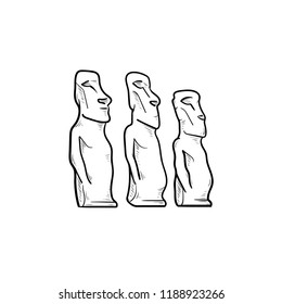 Easter island statues hand drawn outline doodle icon. History and statues, tourism and landmark concept. Vector sketch illustration for print, web, mobile and infographics on white background.