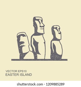 Easter island statues vector icon illustrarion with scuffed effect