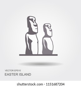 Easter Island Statues Vector Illustrarion. Flat Icon