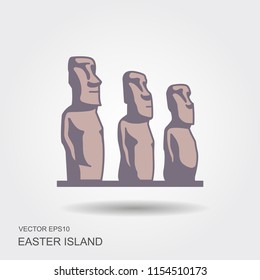 Easter Island Statues Vector Illustrarion. Flat Icon