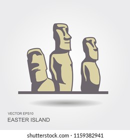 Easter Island Statues Vector Illustrarion. Flat Icon