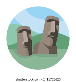 easter island with stone sculpture to trabel vacation