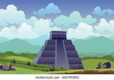 Easter island. Traveler at ancient mayan pyramids or moai statues. Famous travel landscape location banner. Tourism and vacation tropical background