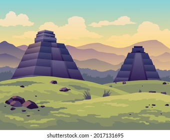 Easter island. Traveler at ancient mayan pyramids or moai statues. Famous travel landscape location banner. Tourism and vacation tropical background